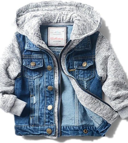 Boys' Basic Denim Trucker Jackets Children Fall Hoodies Trendy Jeans Coats