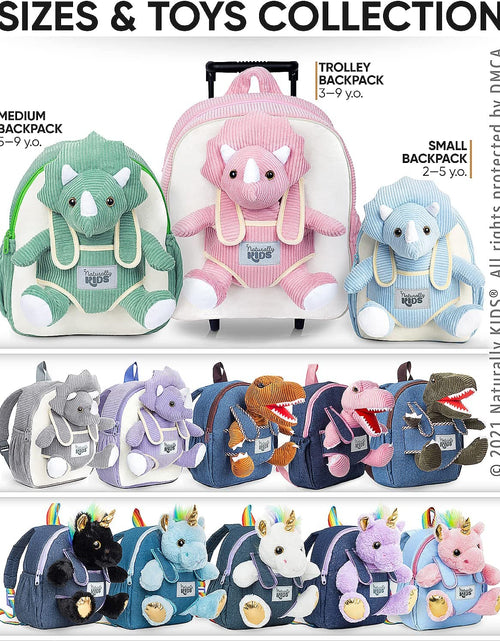 Load image into Gallery viewer, Green Dinosaur Backpack for Boys 4-5, Triceratops Dinosaur Gifts for 4-5 Year Old Boys, Girls, Toddler Backpack
