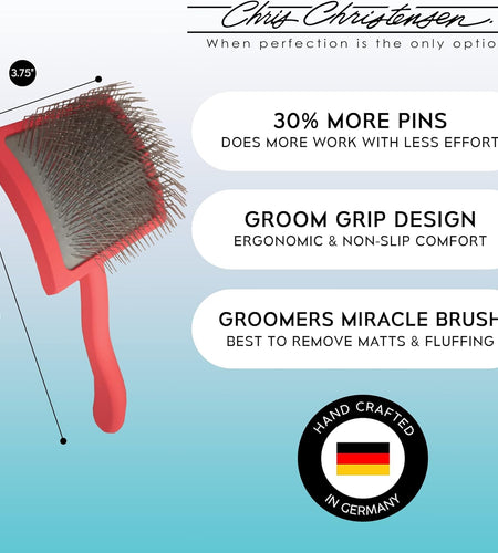 Big G Dog Slicker Brush for Dogs (Goldendoodles, Labradoodles, Poodles), Groom like a Professional, Fluff Detangle Style, Saves Time Energy, Coral, Large