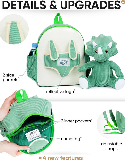 Load image into Gallery viewer, Green Dinosaur Backpack for Boys 4-5, Triceratops Dinosaur Gifts for 4-5 Year Old Boys, Girls, Toddler Backpack
