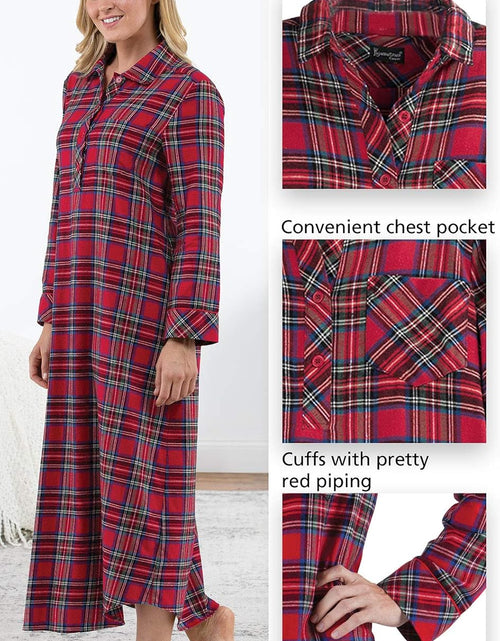 Load image into Gallery viewer, Women'S Flannel Nightgown Plaid - Cotton Flannel Nightgown Womens
