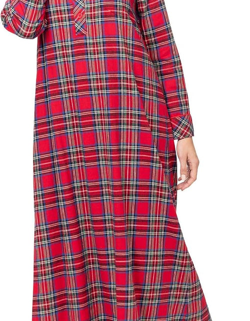 Load image into Gallery viewer, Women'S Flannel Nightgown Plaid - Cotton Flannel Nightgown Womens
