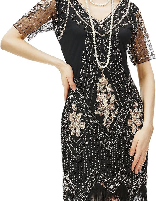 Load image into Gallery viewer, 1920S Art Deco Fringed Sequin Dress Roaring 20S Flapper Fancy Dress Gatsby Costume Dress
