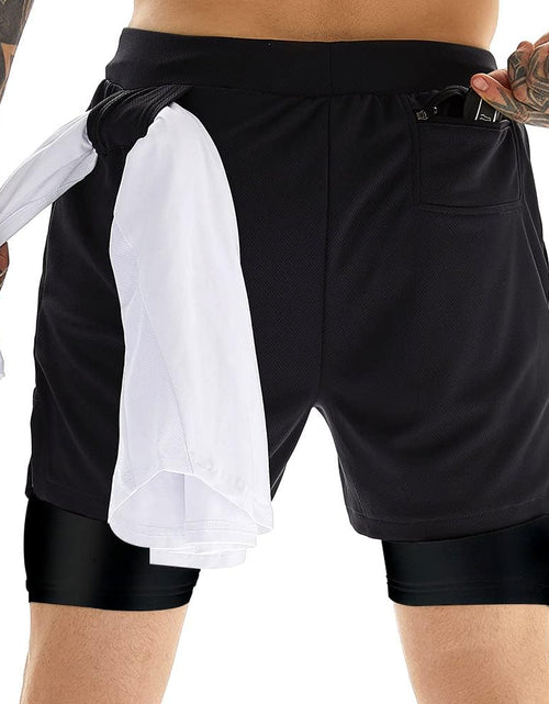 Load image into Gallery viewer, Mens Athletic Shorts 2-In-1 Gym Workout Running 7'' Shorts with Towel Loop
