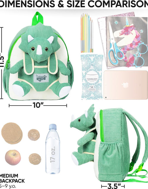Load image into Gallery viewer, Green Dinosaur Backpack for Boys 4-5, Triceratops Dinosaur Gifts for 4-5 Year Old Boys, Girls, Toddler Backpack
