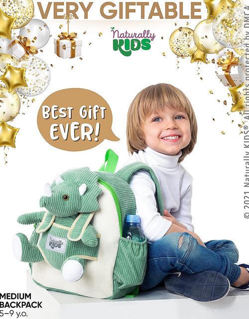 Load image into Gallery viewer, Green Dinosaur Backpack for Boys 4-5, Triceratops Dinosaur Gifts for 4-5 Year Old Boys, Girls, Toddler Backpack
