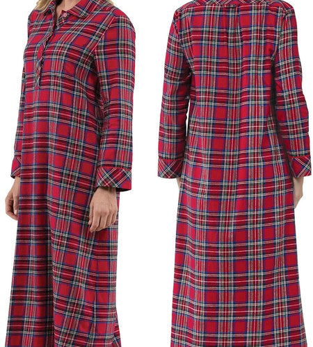 Women'S Flannel Nightgown Plaid - Cotton Flannel Nightgown Womens