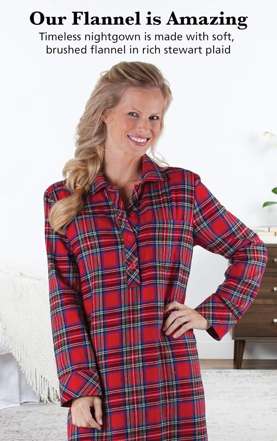 Women'S Flannel Nightgown Plaid - Cotton Flannel Nightgown Womens